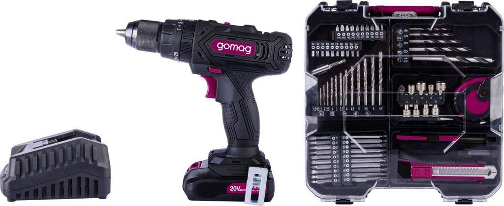 Gomag Akku-Schlagbohrschrauber-Set GO-CSK74/1 20 V Mobile Werkstatt Akku & Ladegerät