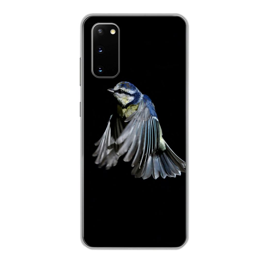 MuchoWow Handyhülle Schutzhülle Hülle für Samsung Galaxy S20 Vögel - Federn - Schwarz Silikon Softcase Handy Hülle - Bild