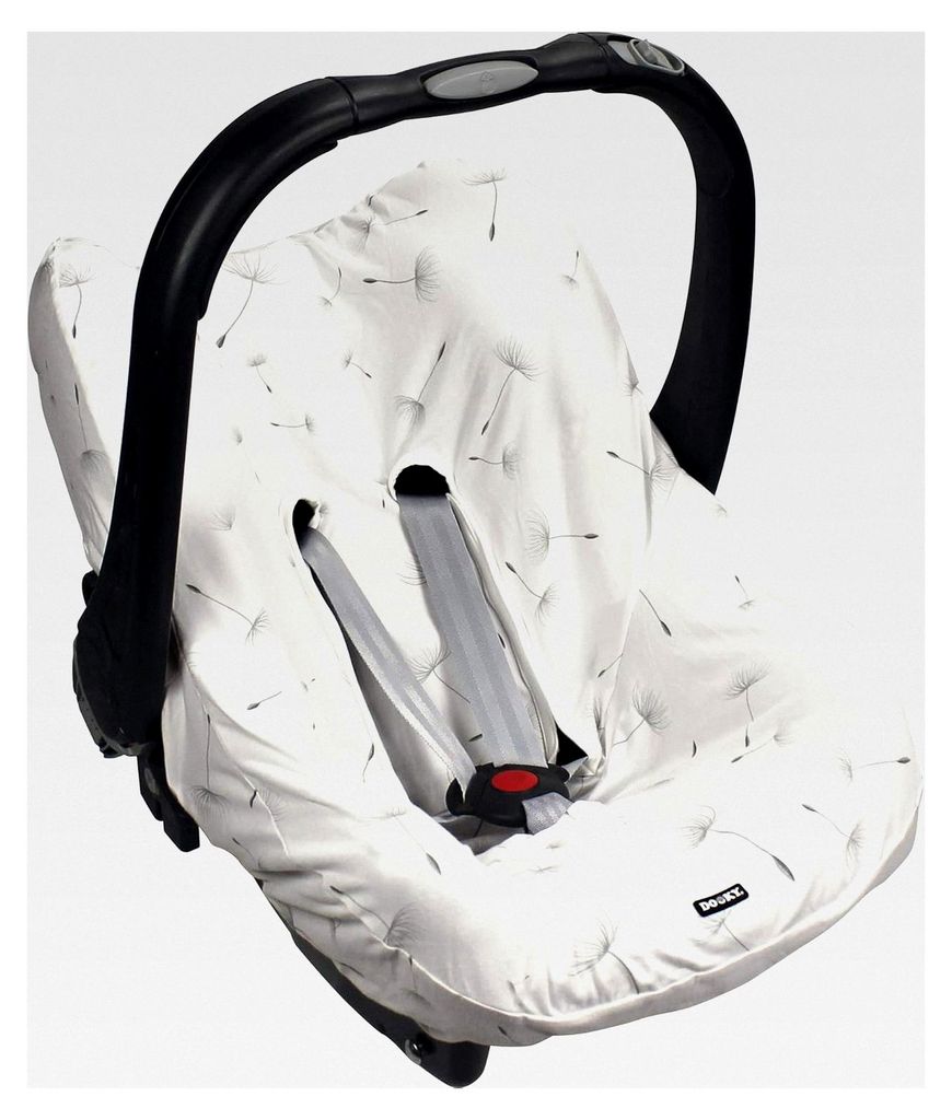 Sitzbezug Dandelion für Babyschale, universell passend für 3- und 5-Punkt-Gurtsystem, für Altersgruppe 0+, weiß