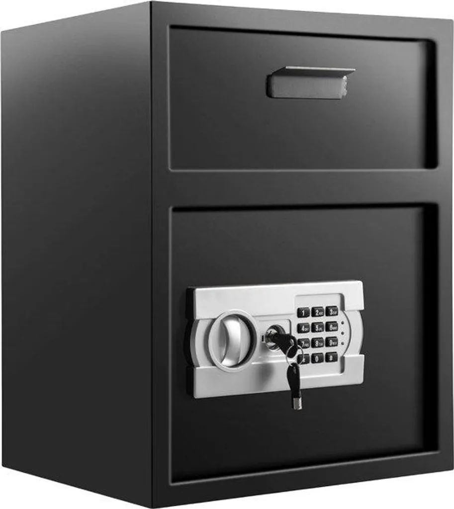 Coffre-fort pour documents et bijoux 42 L noir, idéal armoire et mur