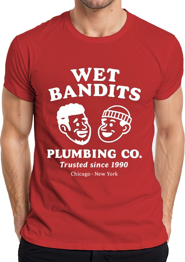 WET BANDITS PLUMBING CO Trusted since 1990 Klempner Harry Marv Herren T-Shirt, Rot, XL
