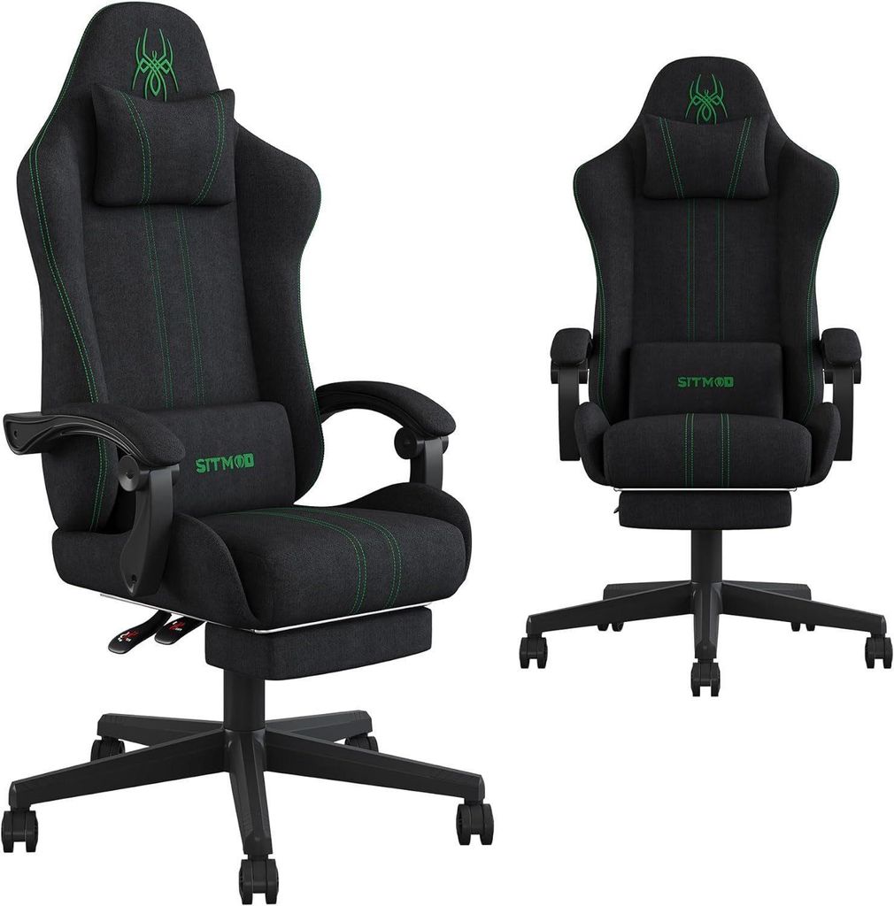 JUNG Gaming-Stuhl UTONE Gaming Stuhl Bürostuhl Ergonomisch, Lendenkissen verstellbar (600Kg Belastbar, Zockerstuhl, Zocker, Sessel Gaming, PC Sessel)