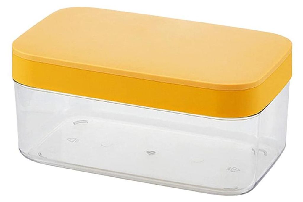 Eiswürfelform mit Deckel, leicht zu entnehmen, Eiswürfelform aus Silikon, Eisaufbewahrungsbox, gelb