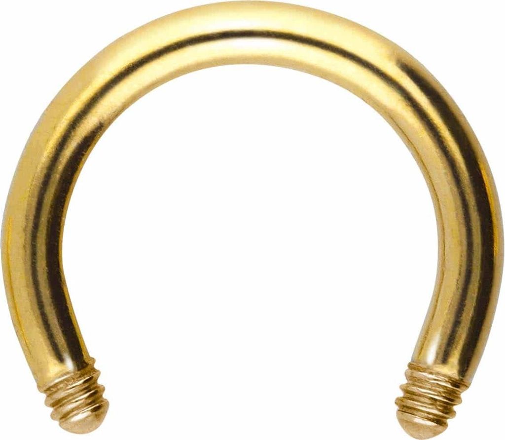 Ohrpiercing, Nasenpiercing, Septum Piercing Chirurgenstahl Hufeisenring ohne Kugeln Gold Innendurchmesser: 6mm + Stabstärke: 1,2mm