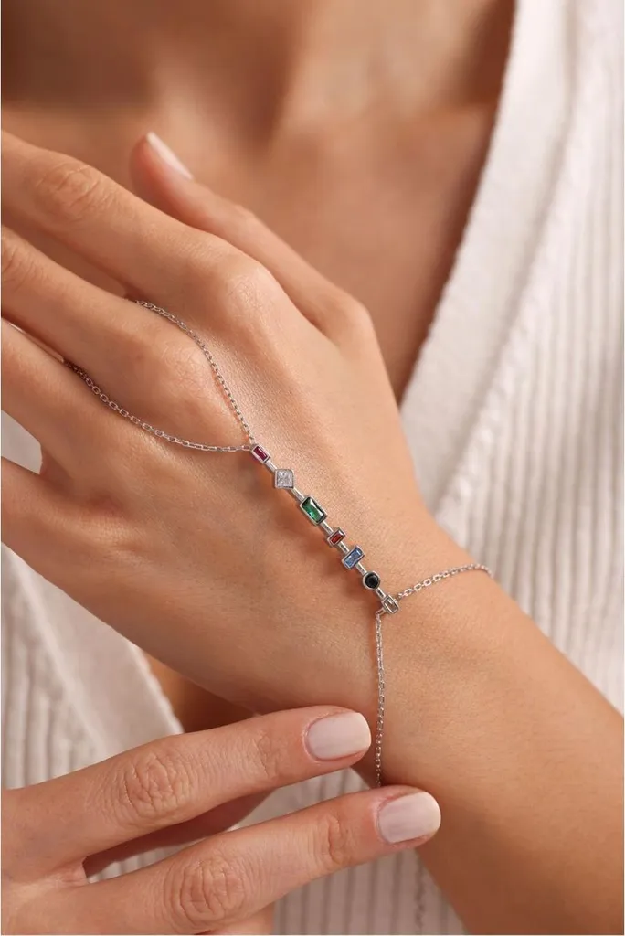 Bracelet Şahmeran en argent 925 pour femme avec oxydes de zirconium
