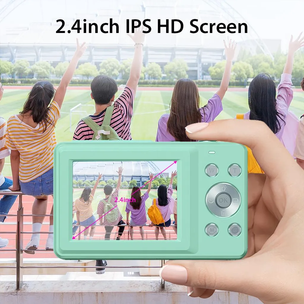 Andoer fotocamera digitale portatile 1080P, videocamera, 44 MP, autofocus, schermo IPS da 2,5 pollici, zoom 16x, anti-shake, rilevamento del volto, registrazione del sorriso con scheda di memoria da 32 GB, 2 batterie, regalo di Natale per bambini e ragazzi - 3