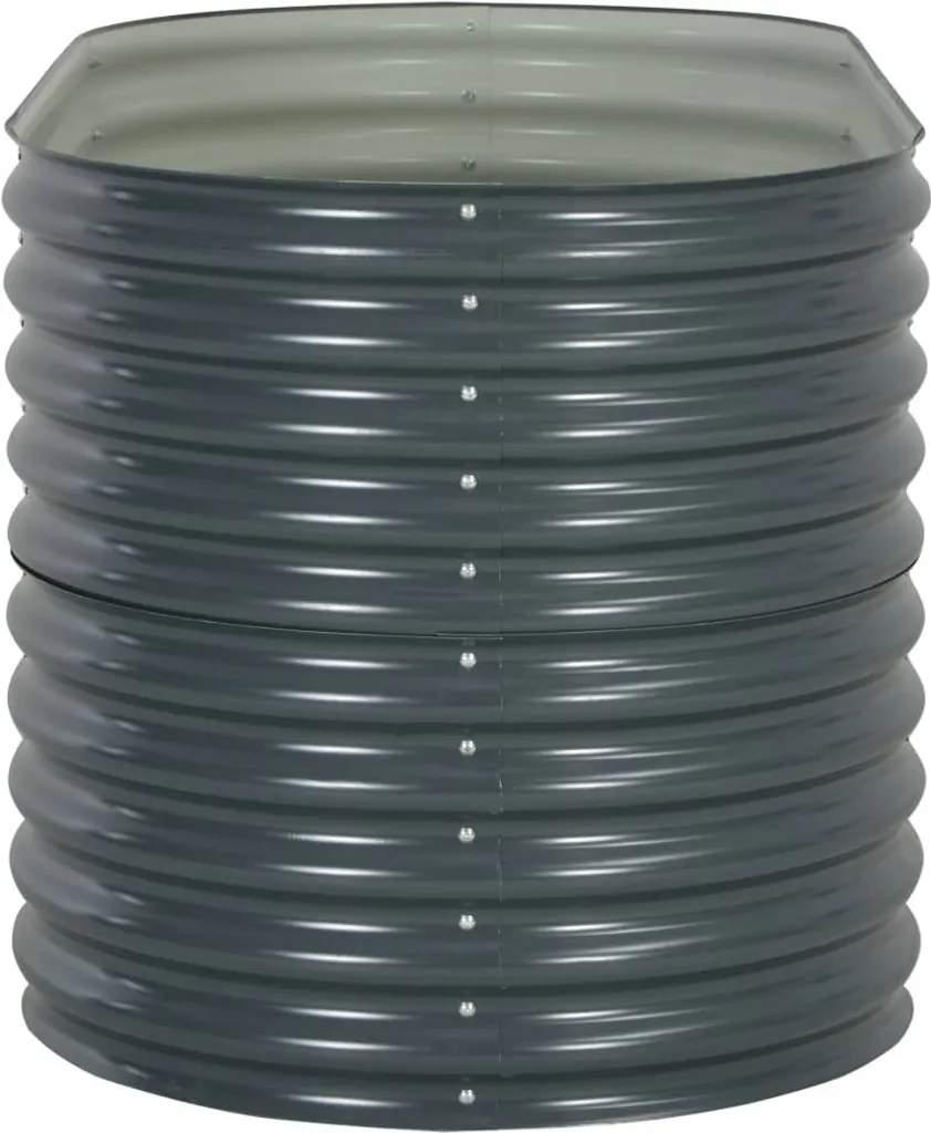 Bac à fleurs surélevé 160 cm en acier galvanisé gris résistant et durable - 13