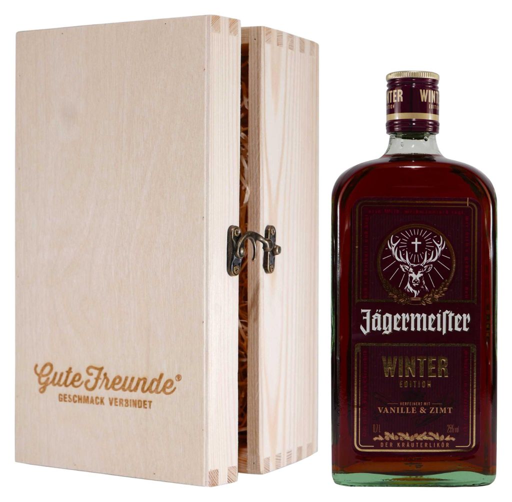 Jägermeister Winter Edition mit Geschenk-Holzkiste Produktbild 