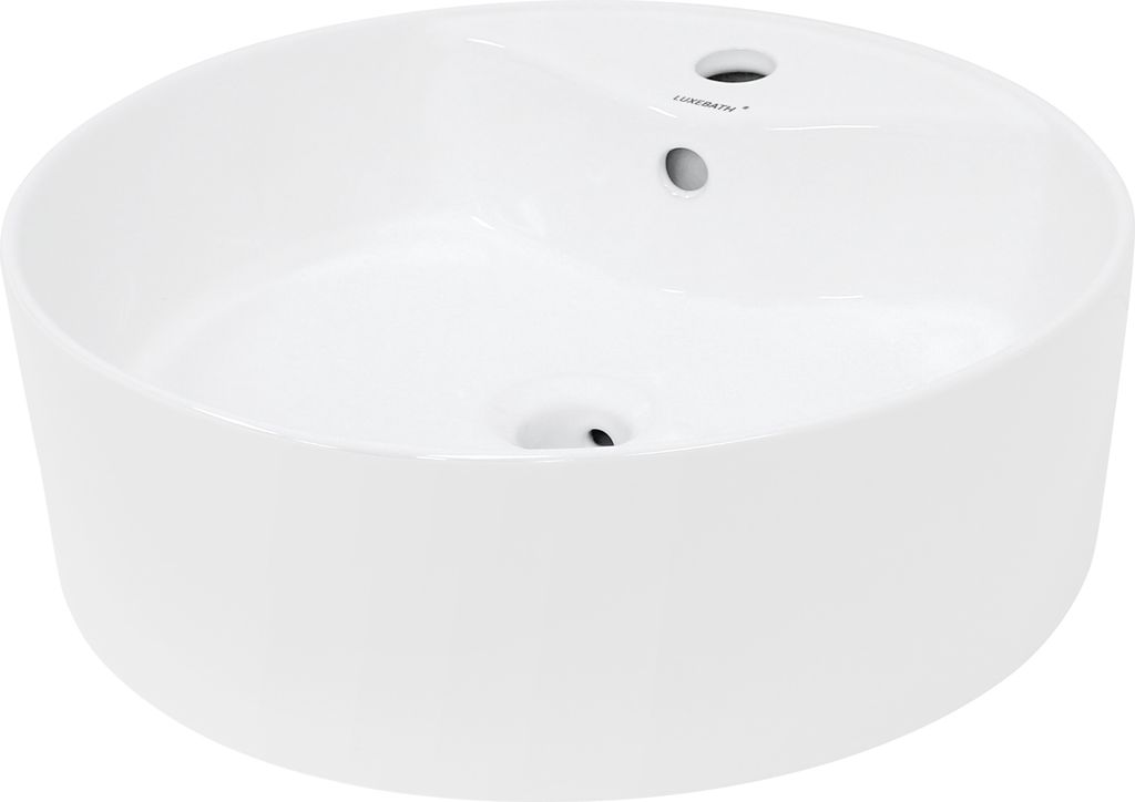 Umywalka nablatowa LuxeBath, okrągła, Ø 46x15,5 cm, biała, Zdjęcie produktu 