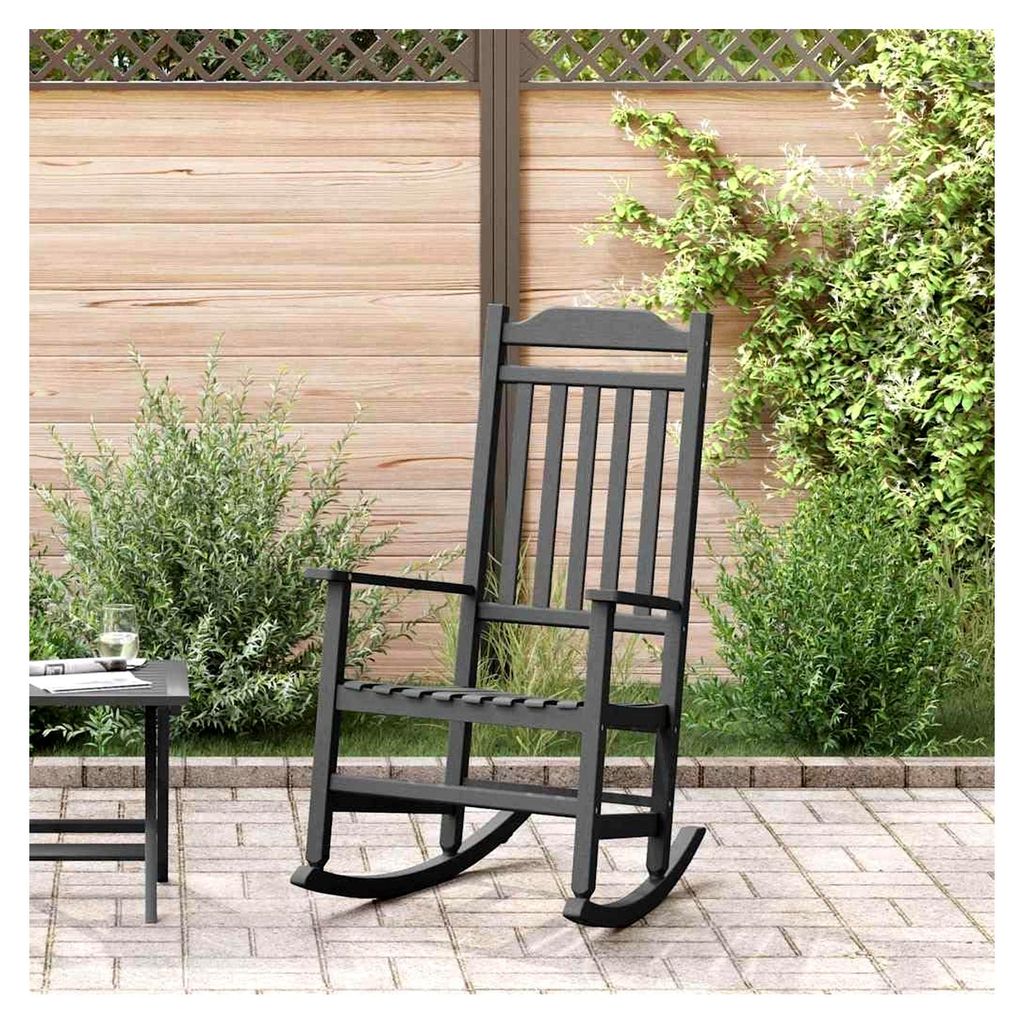 Schaukelstuhl für den Außenbereich, Schwarz, 65 x 84 x 114 cm, aus UV-beständigem Polyethylen, mit weichem Schaukelmechanismus für Garten oder ...