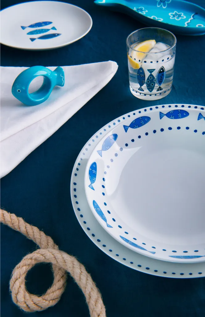 Excelsa - Set de 6 Assiettes à Pizza Excelsa - Tropical Chic, Porcelaine Multicolore
