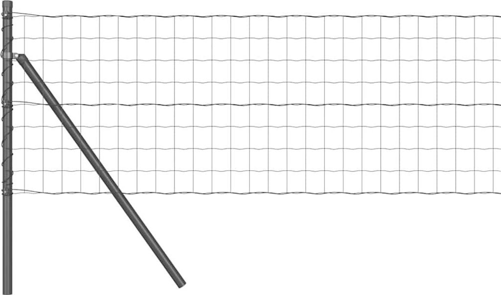 vidaXL Zaun mit Pfosten Grau 0,6 x 50 m Stahl und PVC
