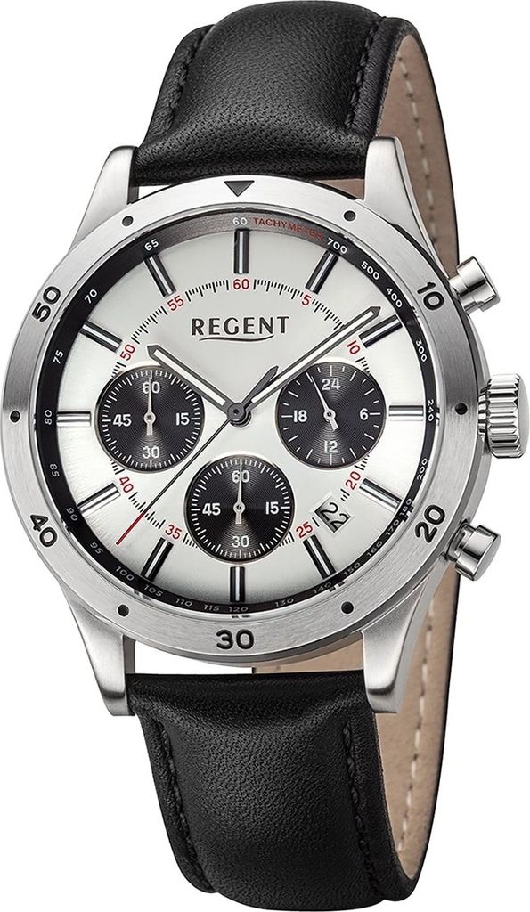 Regent Leder Herren Uhr Armbanduhr Quarz schwarz Lederarmband D2URBA821