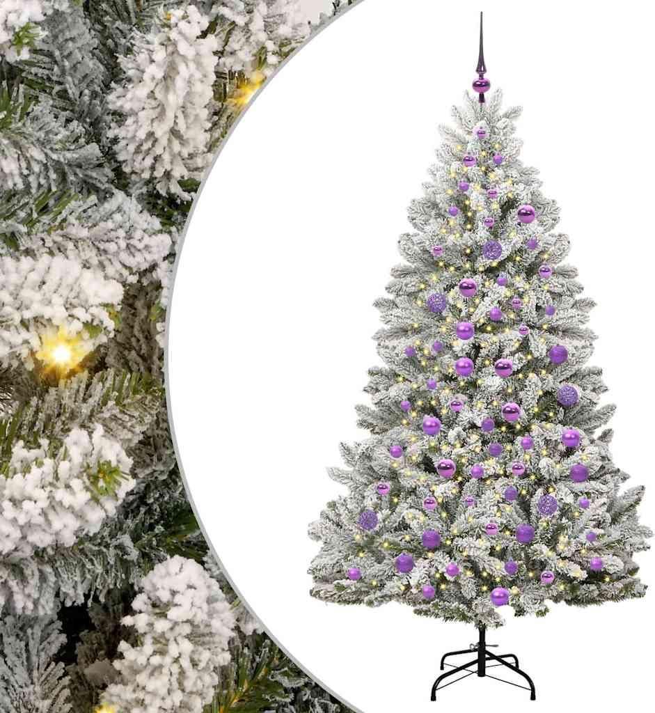 vidaXL Künstlicher Weihnachtsbaum Grün und Weiß 180 cm PVC und Metall