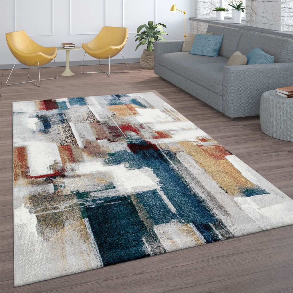 Teppich Modern design einfarbig kurzflor Teppich uni color meliert Teppich 