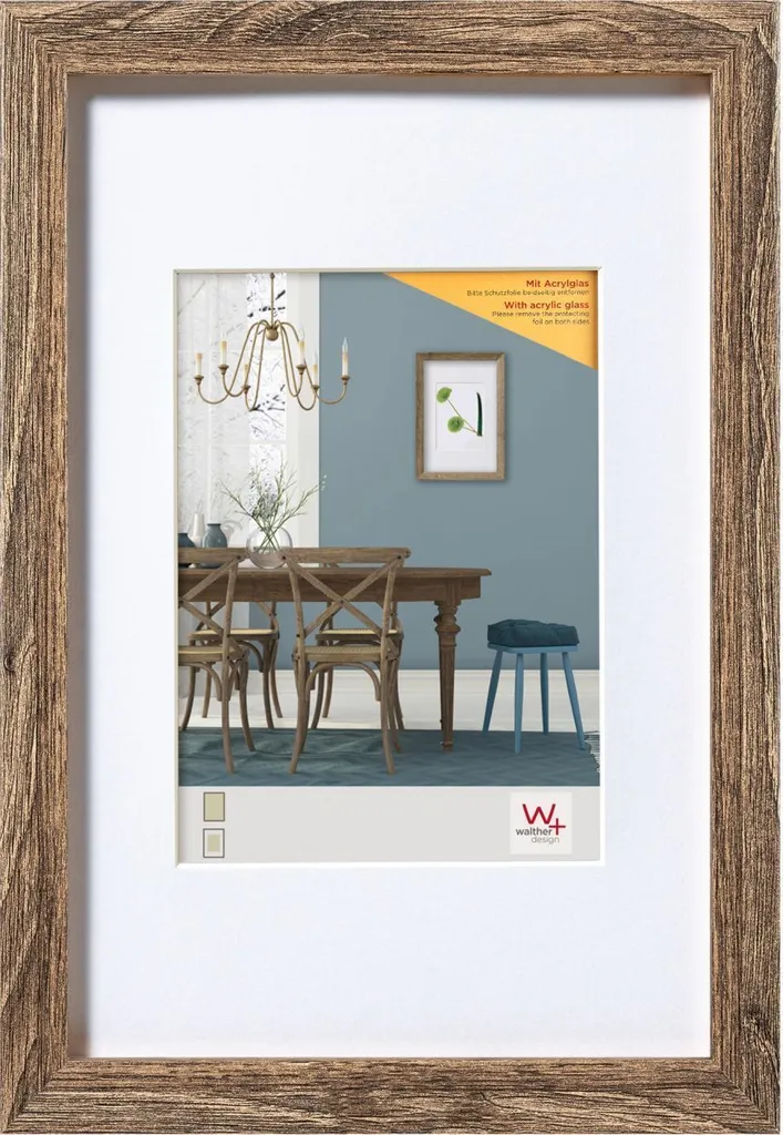 Walther cornice in legno Fiorito 40x60 cm noce vetro acrilico - 1