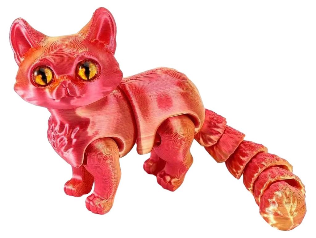 Niedliches, 3D-gedrucktes Katzen-Fidget-Toy mit beweglichen Gelenken – ideal für Zuhause, Büro, Schreibtisch oder Klassenzimmer.