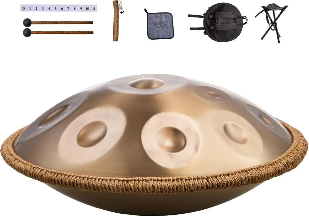 Instrument de Percussion Handpan 12 Notes en Acier avec Accessoires