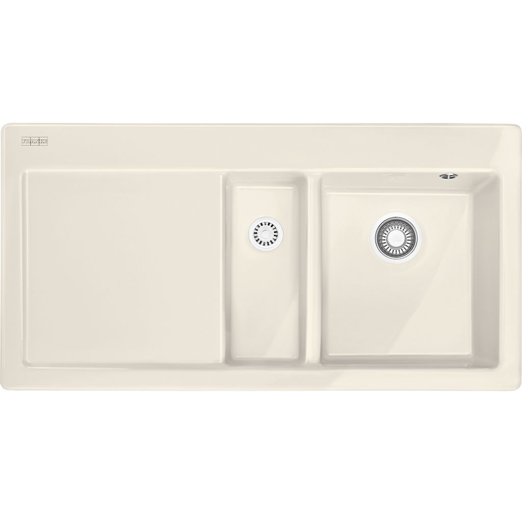 FRANKE MYTHOS MTK 651-100 Einbauspüle / Keramik / Magnolia / Becken Links / Druckknopf / 60 cm