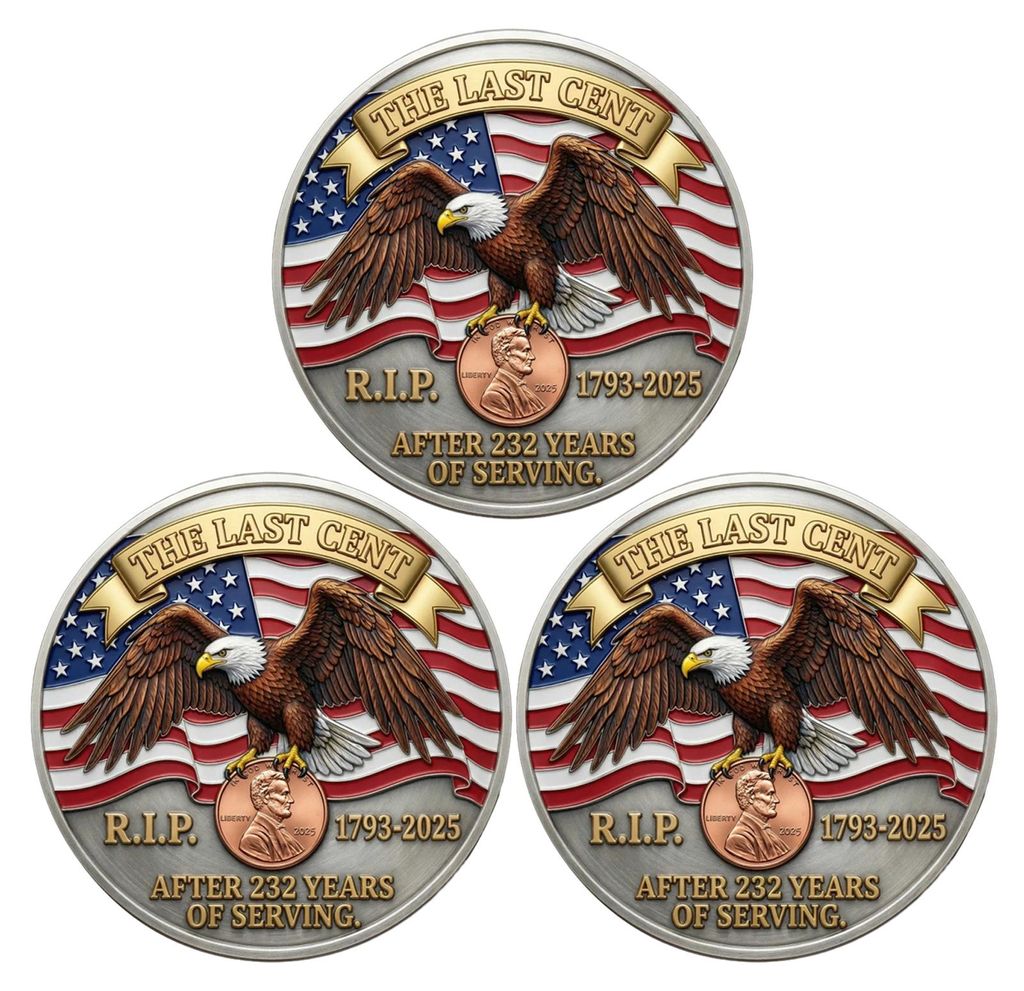 1/2/3/4/5 Stück „The Last Cent“ Sammlermünze mit amerikanischer Flagge und Adlermotiv – Souvenirmünze, Gedenkmünze, Erinnerungsstück fü...