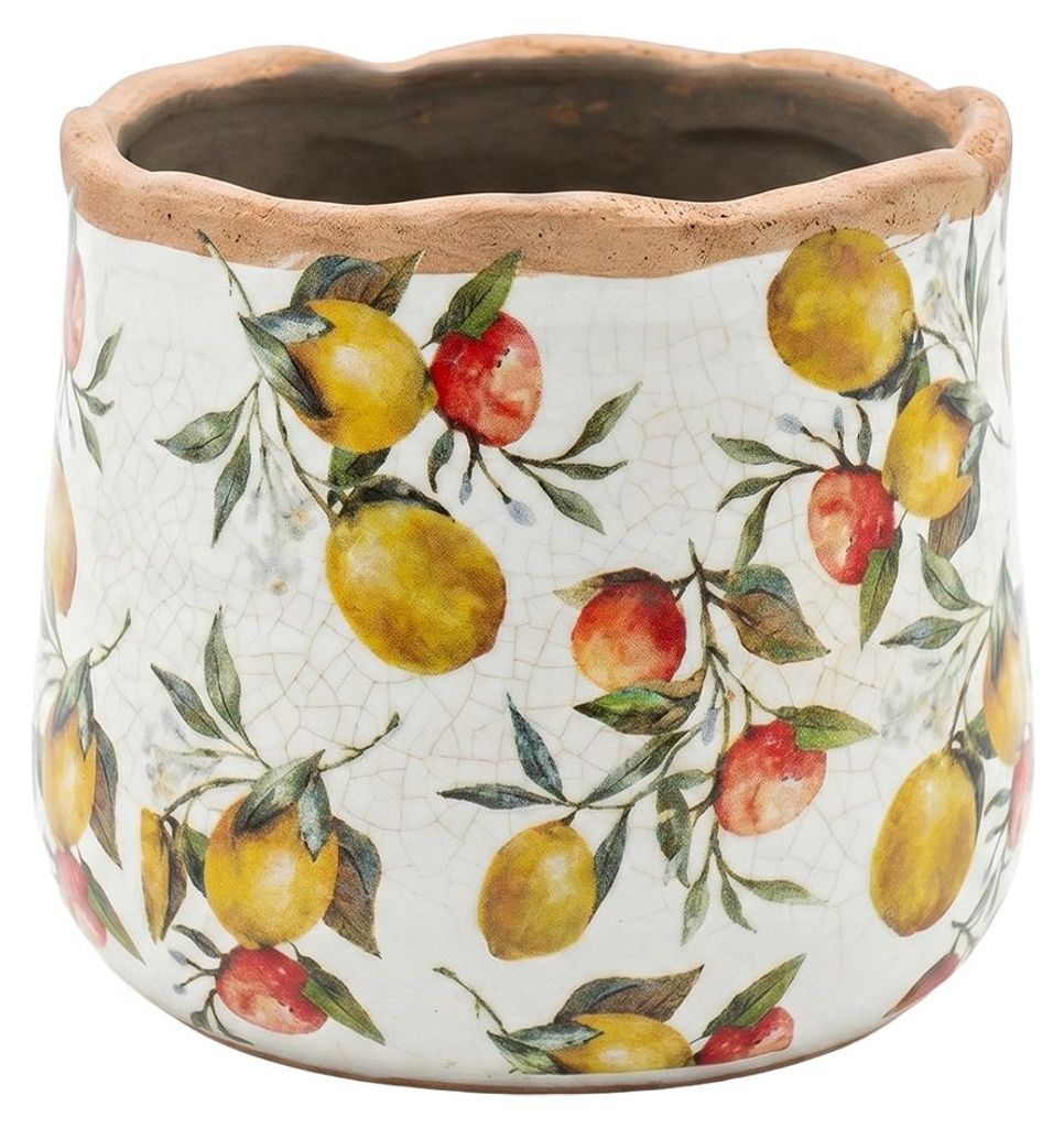 Clayre & Eef Blumentopf Beige Keramik Zitronen Produktbild 
