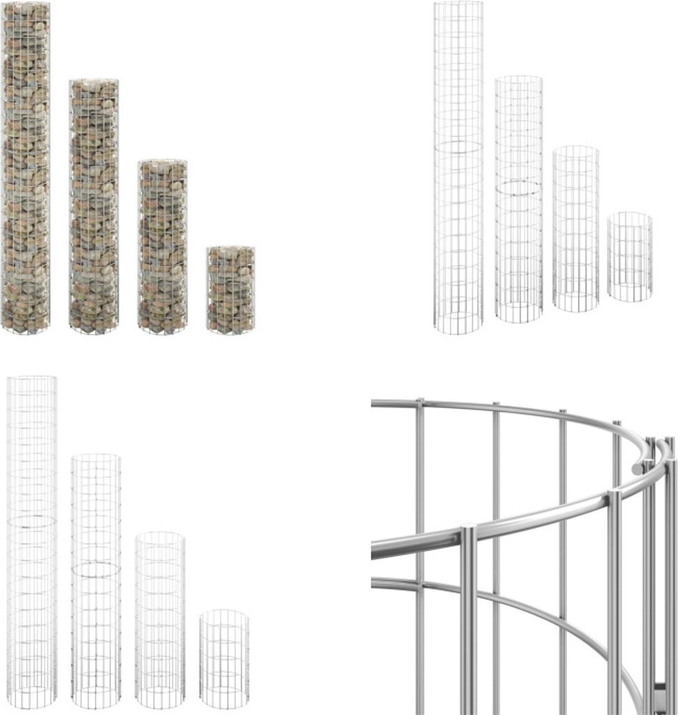 vidaXL Gabionen Hochbeete 4 Stk. Rund Ø30x50/100/150/200 cm - Gabionen-Hochbeet - Gabionen-Hochbeete - Hochbeet Rund - Gabionen-Pflanzgefäß