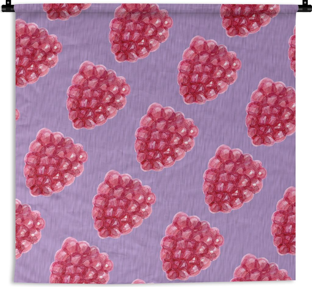 MuchoWow Wandteppich Wandbehang Himbeere - Obst - Lila - Vorlagen 150x150 cm Tapisserie Dekoration Wandtuch - Wohnaccessoires - Modernes