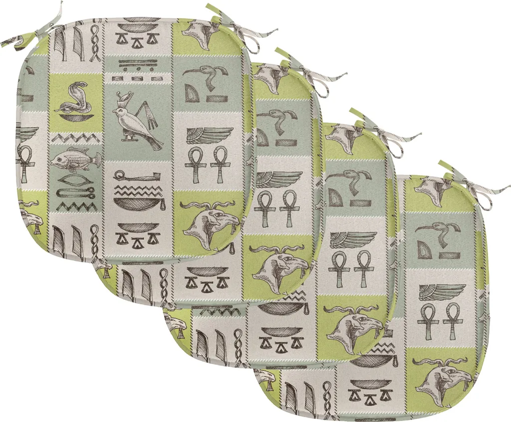 ABAKUHAUS Set 4 Cuscini Sedie Geroglifici Animali Verde Reseda 40x40