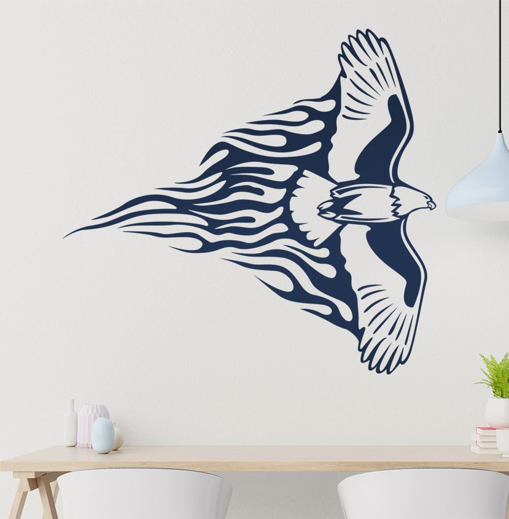 Flammen Adler Wandtattoo in 6 Größen - Wandaufkleber Wall Sticker - Dekoration, Küche, Wohnzimmer, Schlafzimmer, Badezimmer