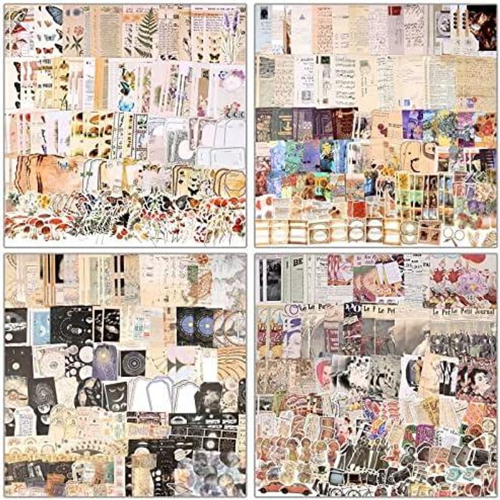 Draupnir 800 Stš¹ck Vintage Scrapbooking Papier Washi Sticker Aesthetic Set Aufkleber Bullet Journal Sticker Scrapbook Zubeh?r fš¹r Kalender No...