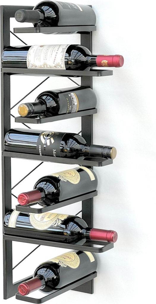 DanDiBo Weinregal Metall Schwarz Ecke Wand 70 cm Eckregal Flaschenregal 96292 Flaschenhalter Wandmontage Modern Wandhalter Wandregal für 7 Flaschen