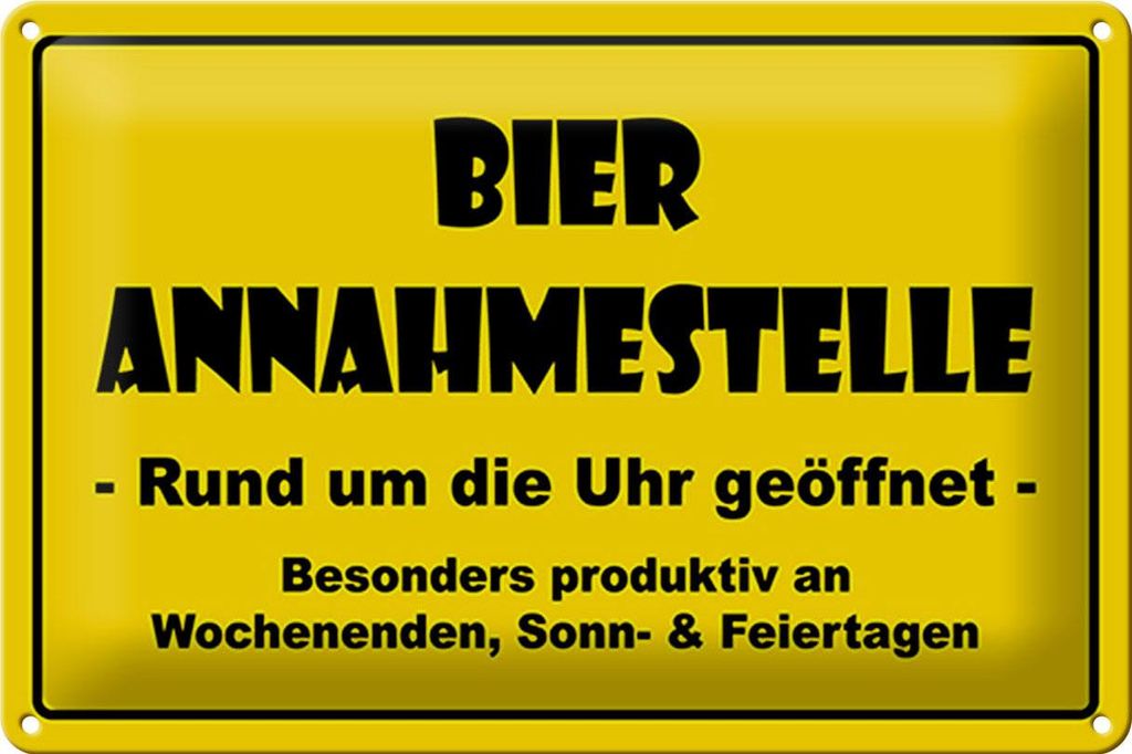 Blechschild Bier Annahmestelle, 30 x 20 cm, Blechschilder Spruch Alkohol