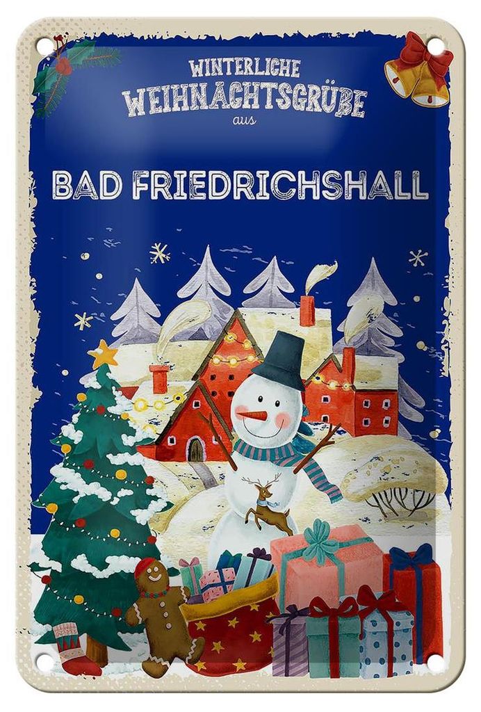 Blechschild Weihnachtsgrüße aus BAD FRIEDRICHSHALL Geschenk 12x18cm