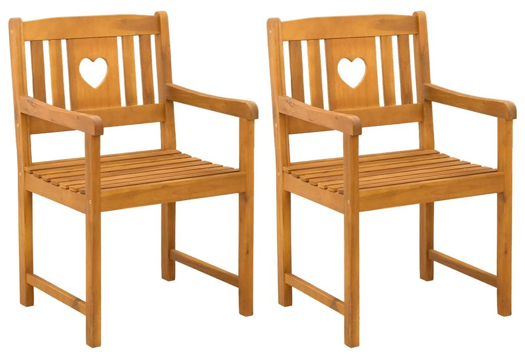 vidaXL Gartenstühle 2 pcs Natur Massives Akazienholz