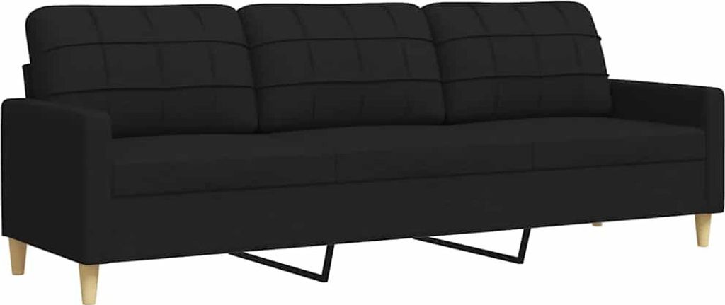vidaXL 3-osobowa sofa czarna 210 cm tkanina Zdjęcie produktu 