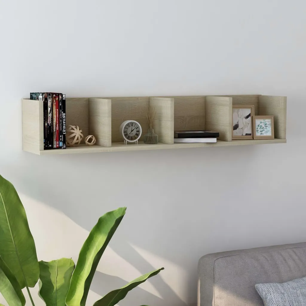 Scaffale Porta CD Rovere Sonoma 100x18x18 cm | Rack Parete Legno