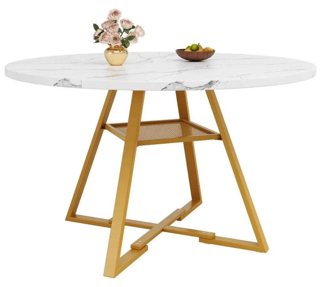 Table ronde compacte blanche pour optimiser l'espace de votre séjour