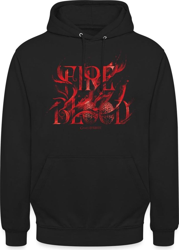 Spreadshirt Game Of Thrones Haus Targaryen Fire & Blood Logo Uni Hoodie, XXL, Schwarz