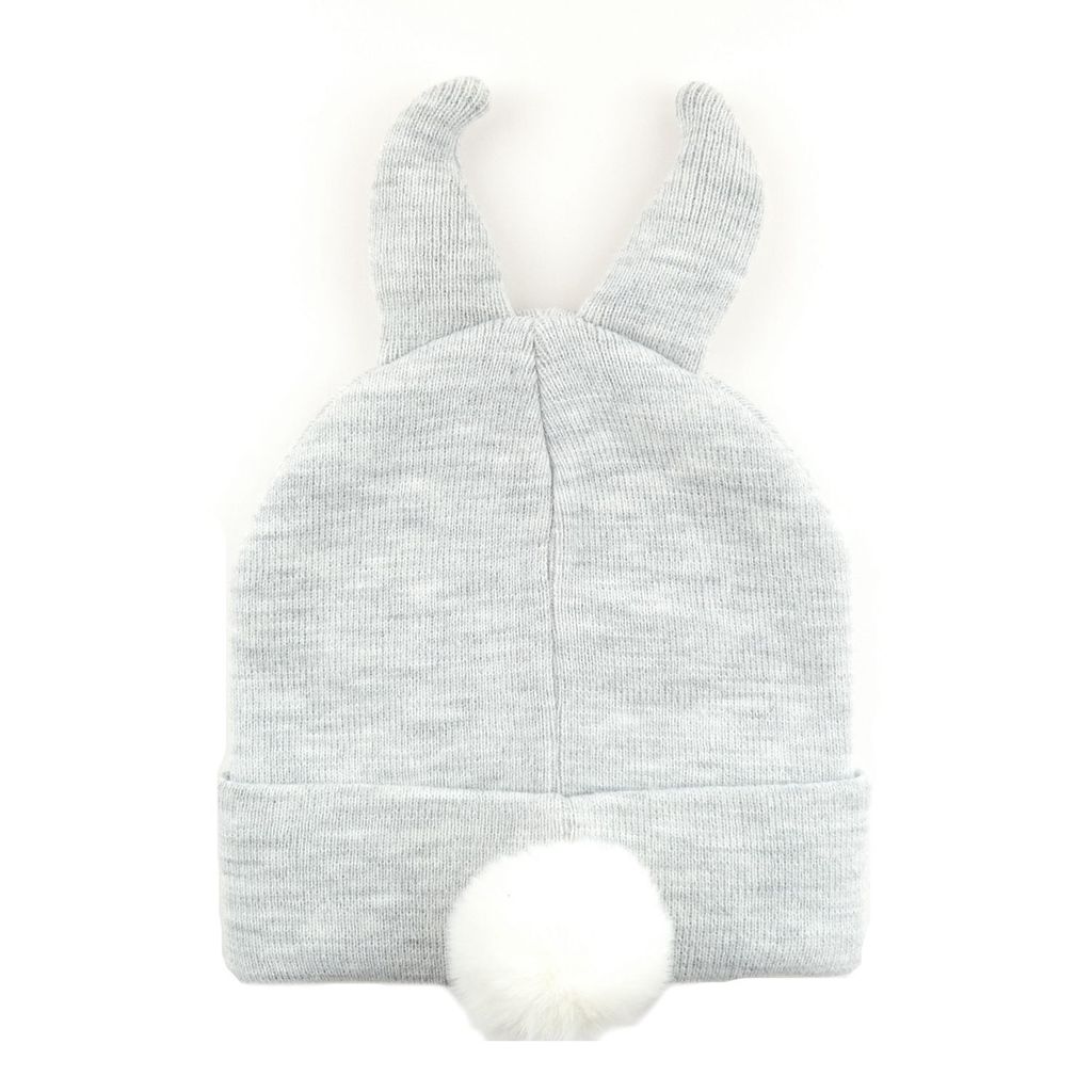 Bambi Mütze Uni Klopfer grau/weiß Standard