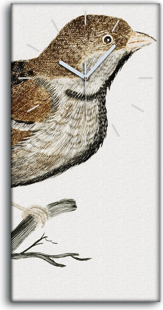 Dekor Leinwand Uhr Wandbilder Geräuschlos 30x60 Zeichnung Tier Vogel Zweig Kunst - weiße Hände