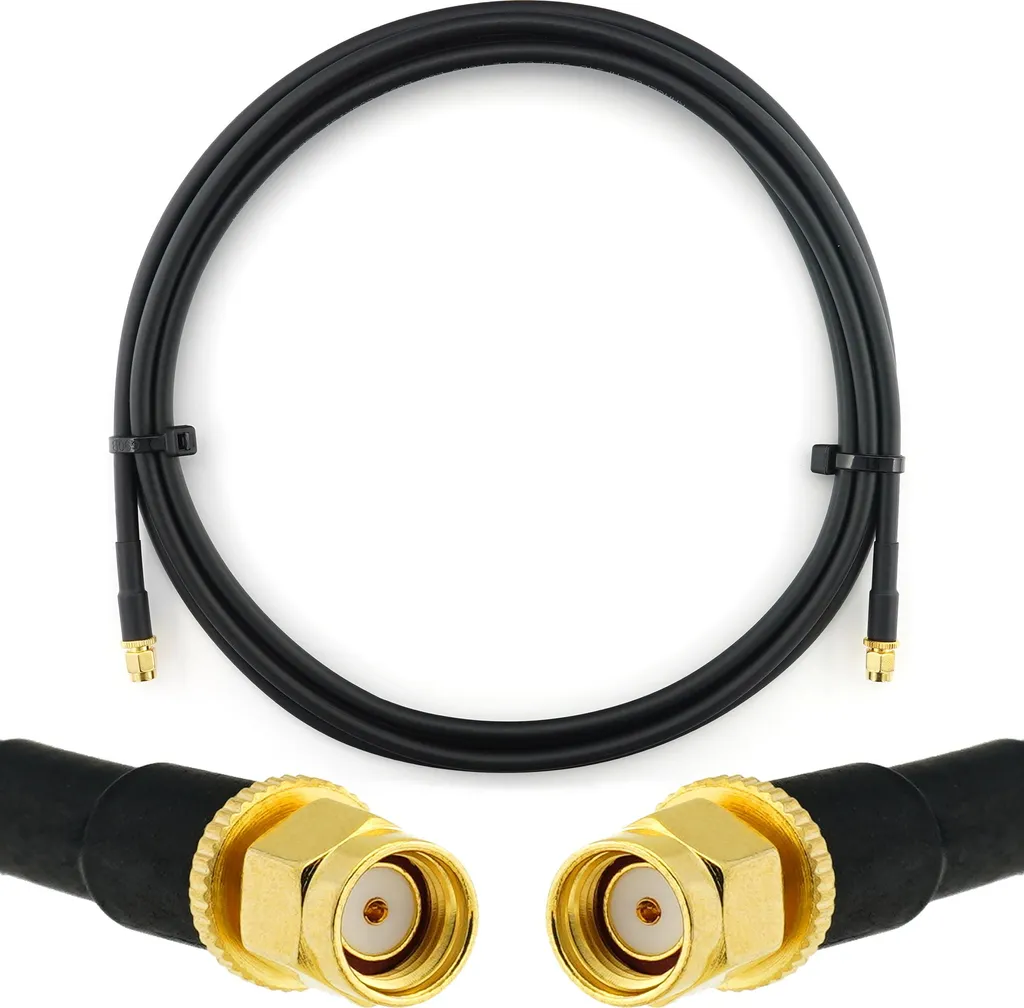 cavo coassiale da RP-SMA maschio a RP-SMA maschio da 2 m - Cavo antenna a bassa perdita HF-240 (equivalente a LMR 240) da 2 metri Cavo di prolunga da 50 ohm - per antenna router WiFi Wireless RF WLAN radio modem