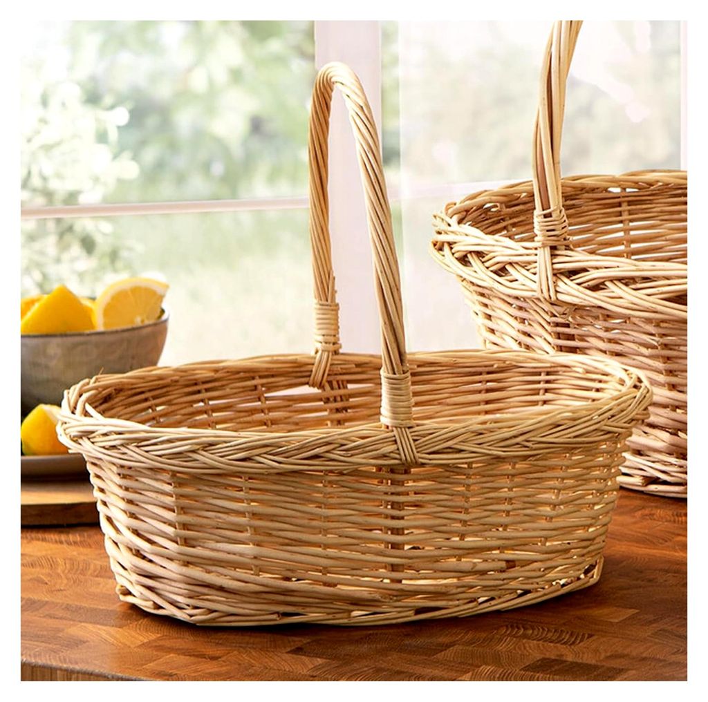 Bügelkorb aus weißer Weide, klein, Geschenkkorb, Pilzkorb, Obstkorb, Tragekorb, Präsentkorb leer