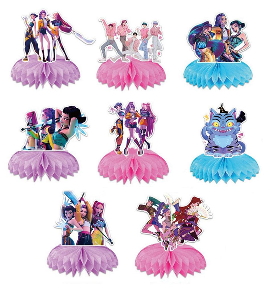 Anime-Motto-Geburtstagsdeko: Cartoon-3D-Waben-Mittelstück aus Faltpapier für Kinderpartys