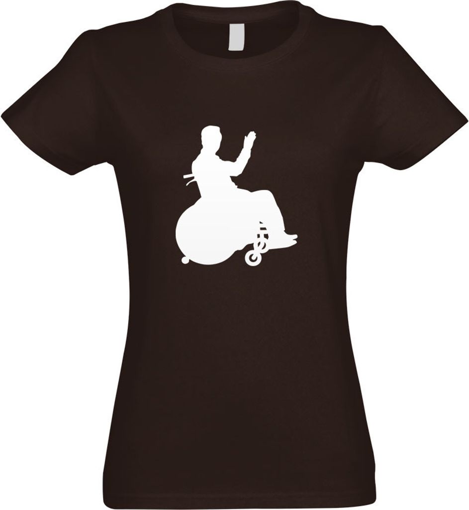 Kiwistar - T-Shirt tailliert - Damen - Chocolate - Rollstuhl Behindert Figur - mit Motiv Bedruckt - Funshirt Design - Sport - Freizeit - Damen - XL