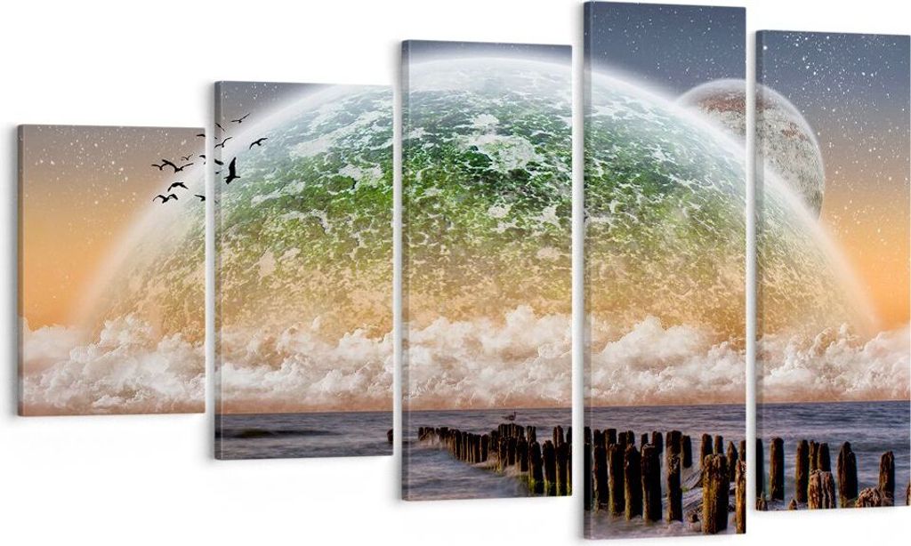 Bild auf Leinwand - Leinwandbild - Abstraktion Planet Erde Globus - 100x60cm - Wand Bild - Wanddeko - Leinwanddruck - Bilder - Kunstdruck - Wanddek...