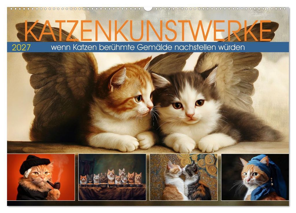 Katzenkunstwerke (Wandkalender 2027 DIN A2 quer), CALVENDO Monatskalender