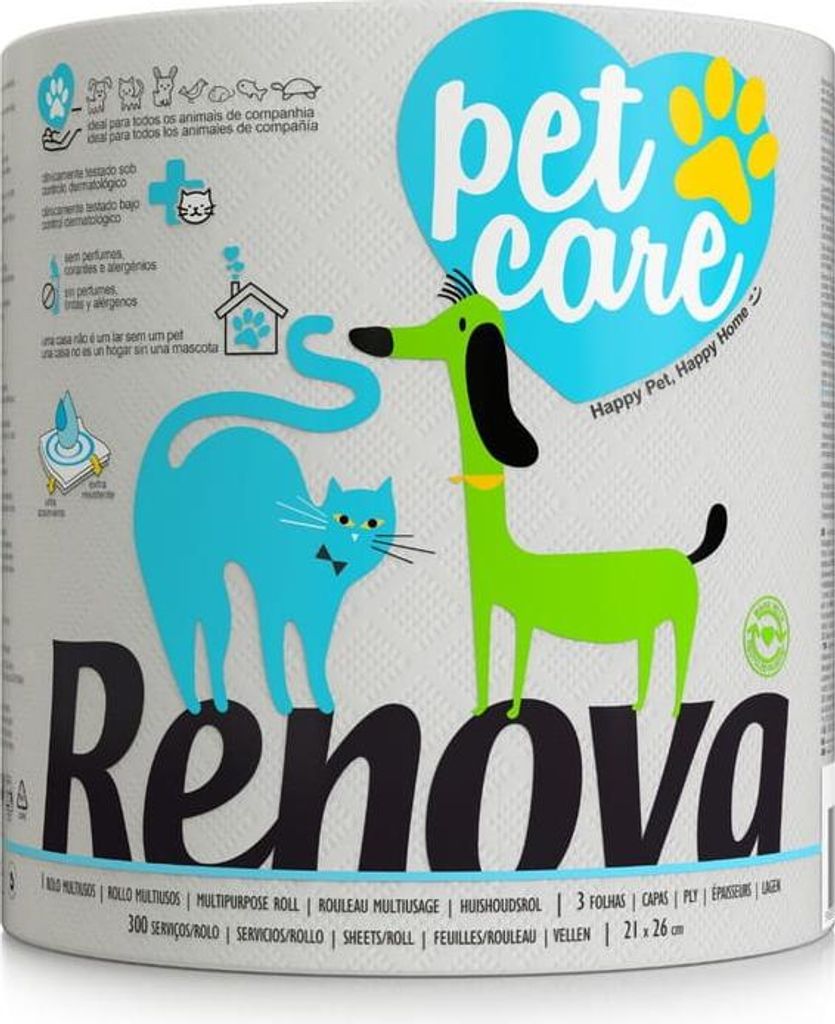Renova Tierpflege Papiertuch 1R, 3-lagig, 300 Bl.