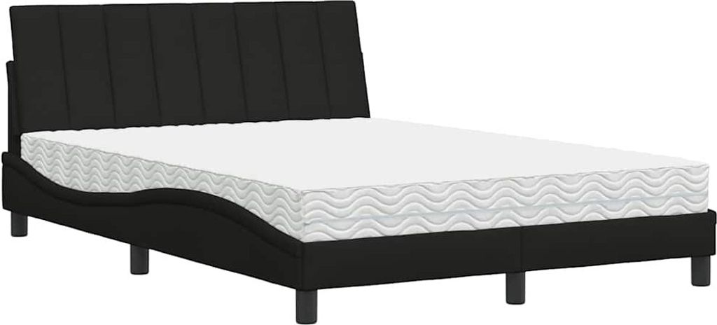 Bett mit Matratze "Hanko" Schwarz 140x200 cm Stoff
