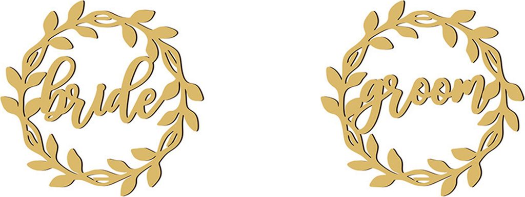 1 Set Hochzeitsstuhlschilder Europäischer Stil rustikaler Holzhlocken aus wiederverwendbarem dekorativen DIY Braut Bräutigam Rückenhänge -Hangs...