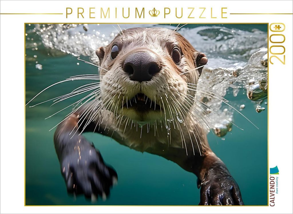 CALVENDO Puzzle Niedlicher Fischotter | 2000 Teile Lege-Größe 90x67cm Foto-Puzzle für glückliche Stunden